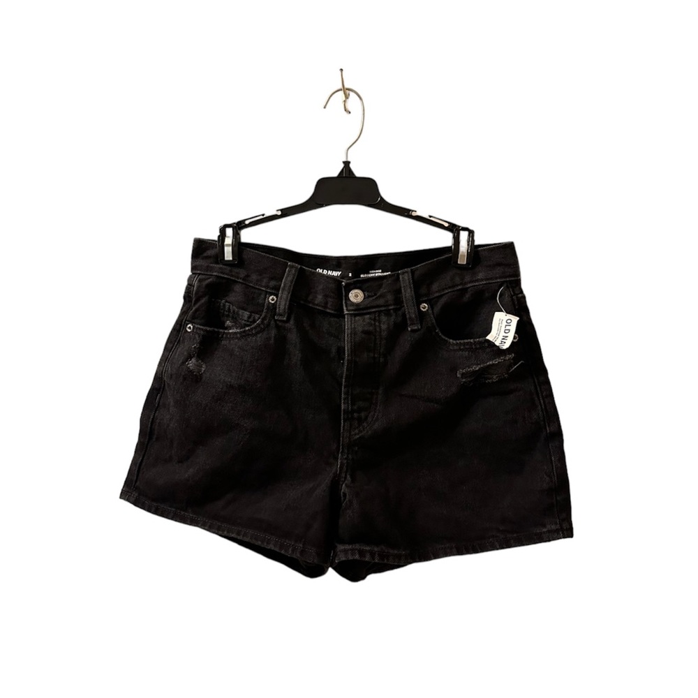 Old Navy High Rise Slouchy Straight Black Denim Shorts